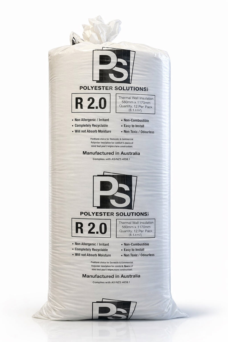 Polyester Wall Insulation Batts - R2.0 - 1170 x 580mm - 8.14m²/pack ...