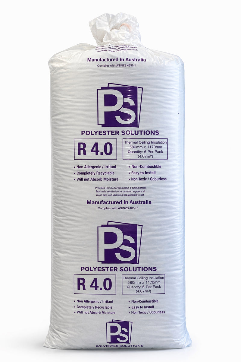 Polyester Ceiling Insulation Batts - R4.0 - 1170 x 580mm - 2.71m²/pack